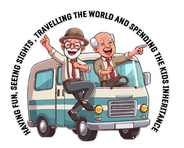 Spending The Kids Inheritance, 2 Men Dancing Motorhome Camper Decal Vinyl