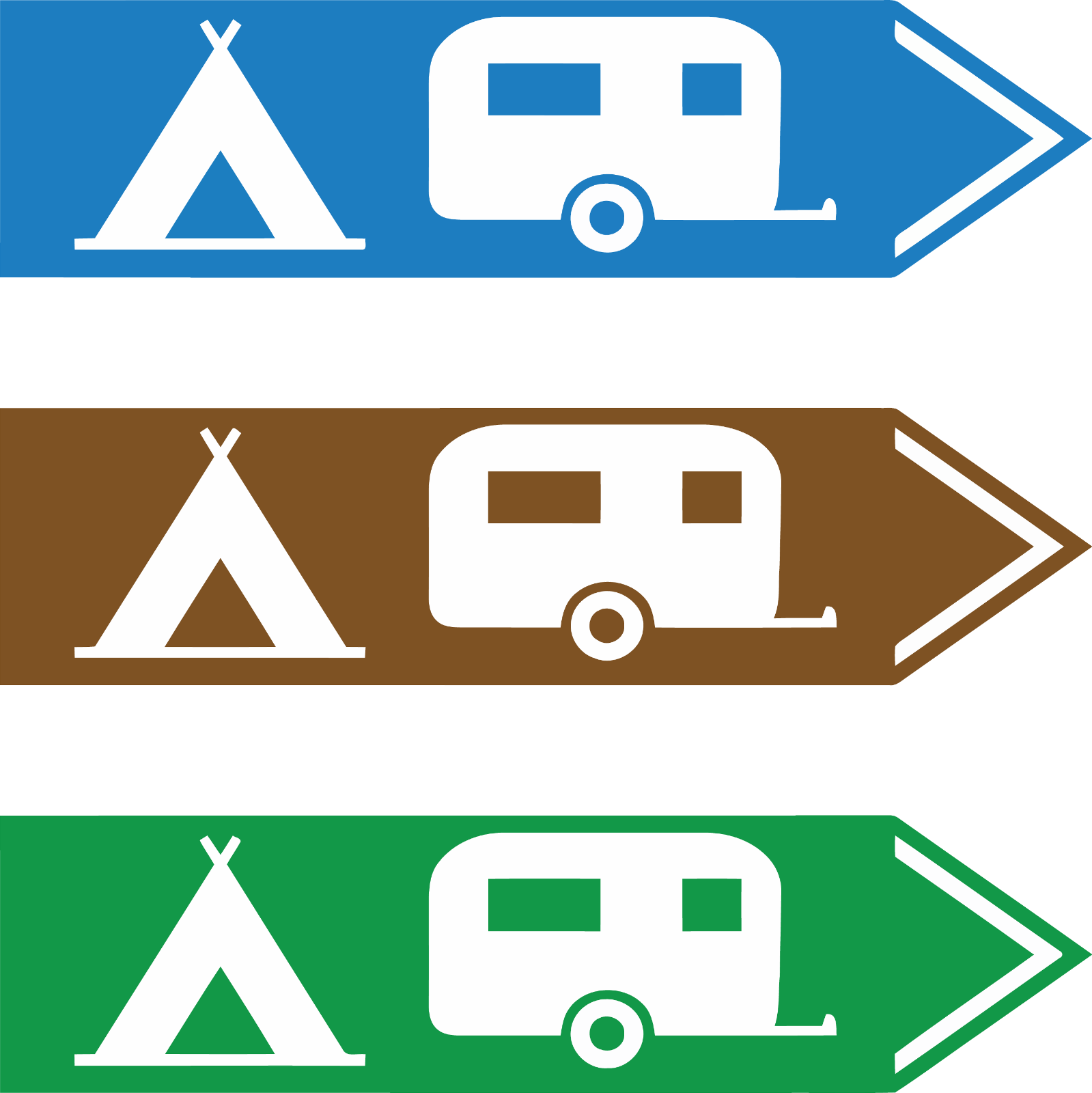 Caravan And Camping Site Right Arrow Decals - Various Sizes / Colours