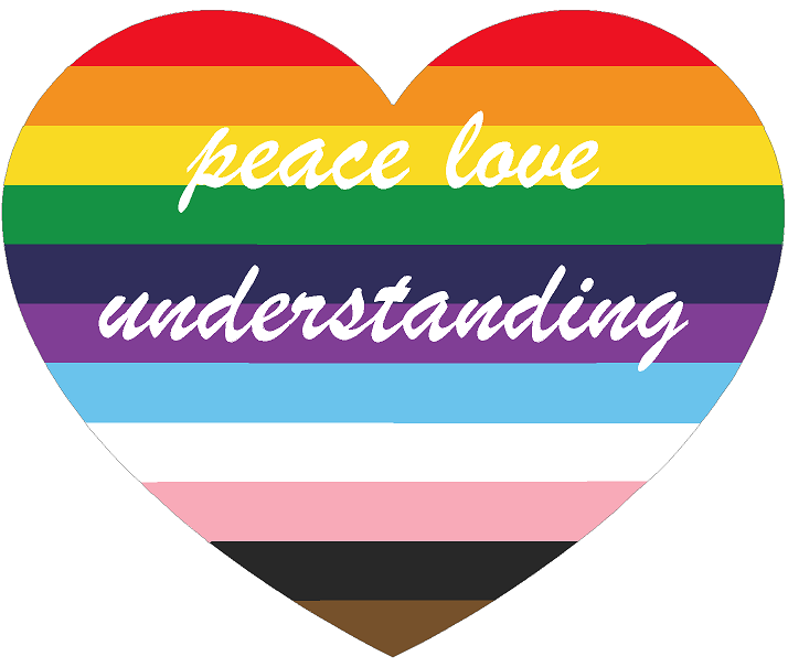 LGBTQIA peace love understanding - Large Bumper / Window Printed Vinyl Sticker