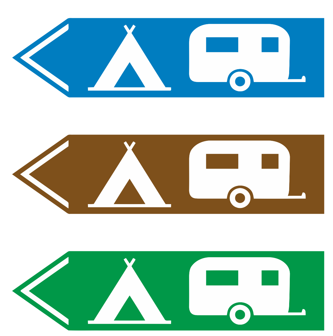 Caravan And Camping Site Left Arrow Decals - Various Sizes / Colours