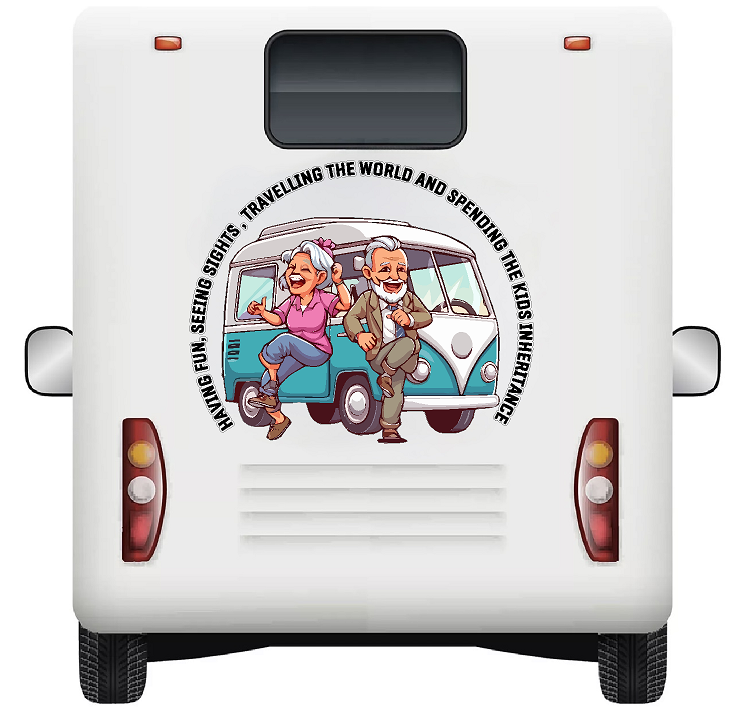 Spending The Kids Inheritance, Dancing In Front of Motorhome Camper Decal Vinyl