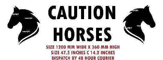 Caution Horses EXTRA LARGE Caution Horses Horsebox Trailer Vinyl Stickers