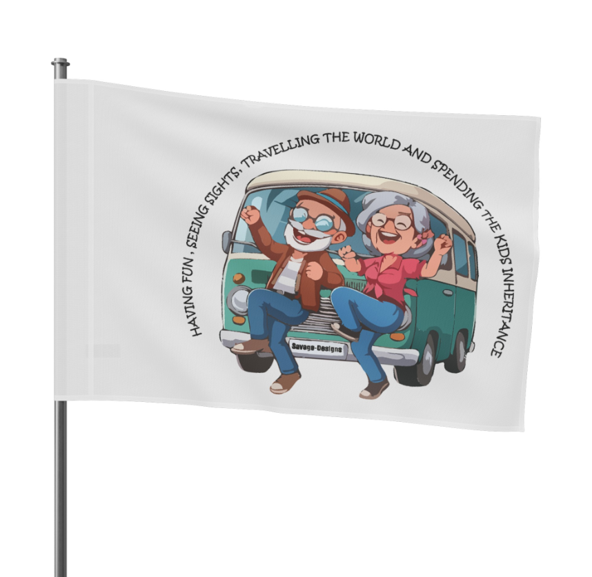 Spending The Kids Inheritance, Dancing In Front of Motorhome Camper Flag