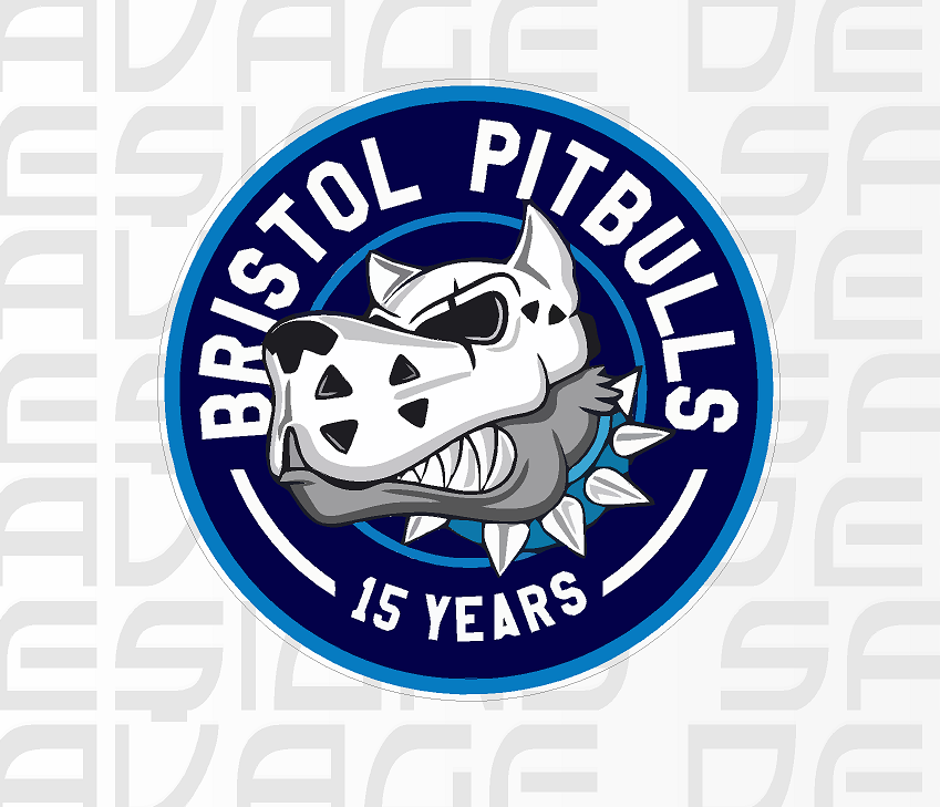 Bristol Pitbulls 15 Years Styled Ice Hockey car bumper sticker / wall decal