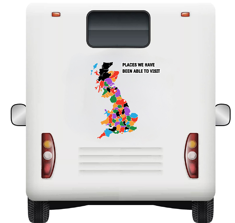 Visual UK map of your motorhome / camper travels , Motorhome Camper Decal Vinyl