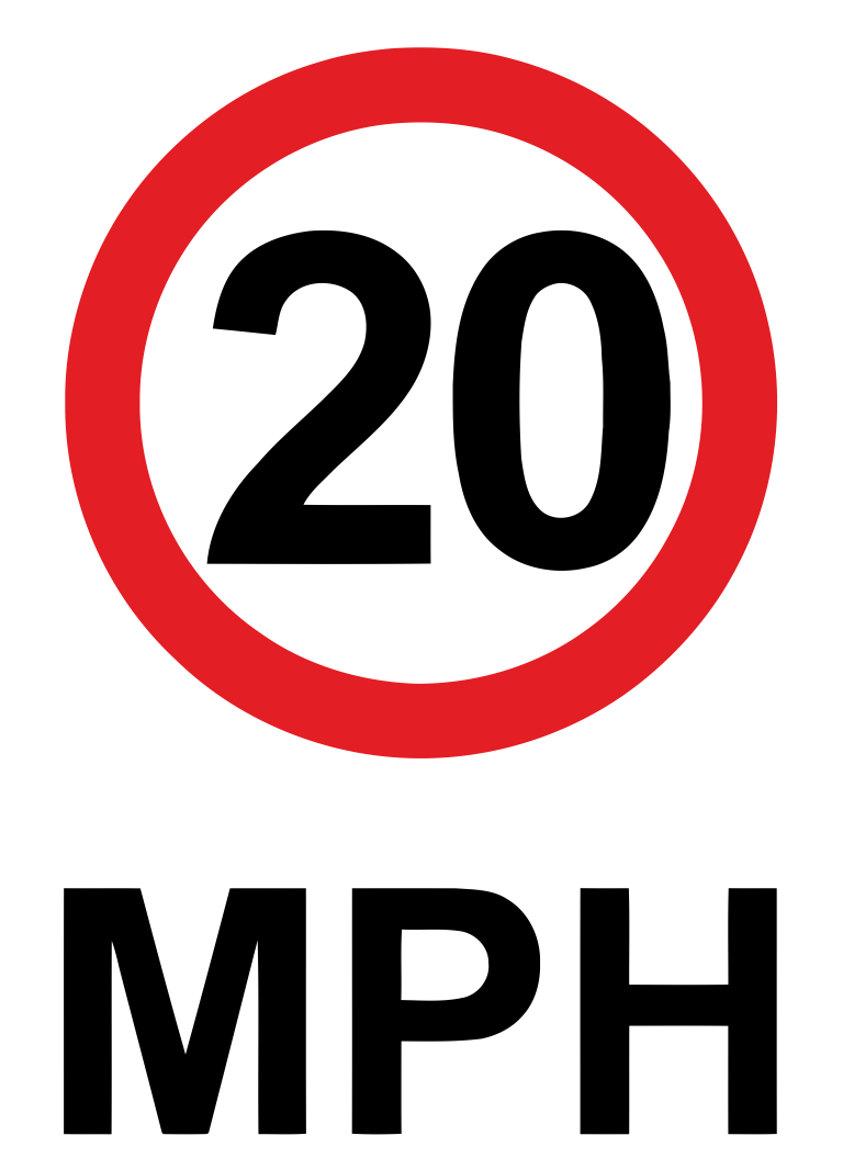 20 MPH Speed Signs - External vinyl Decals / Stickers - Various Sizes/Colours