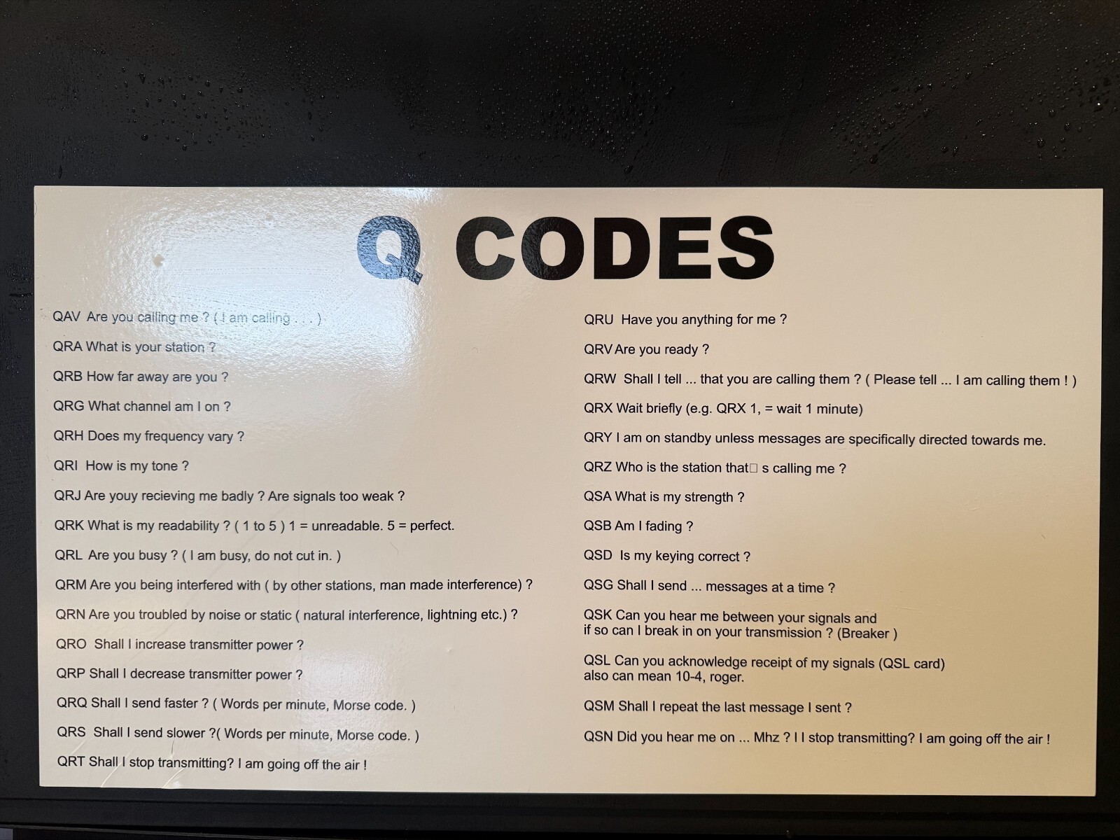Q Codes - Hammers Dictionary - Amateur Radio Code - Sticker