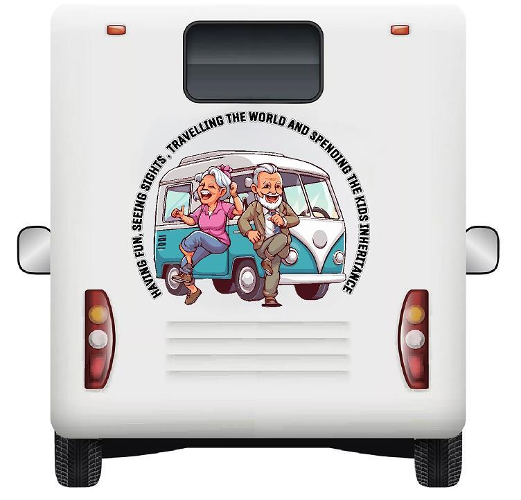 Spending The Kids Inheritance, Dancing In Front of Motorhome Camper Decal Vinyl