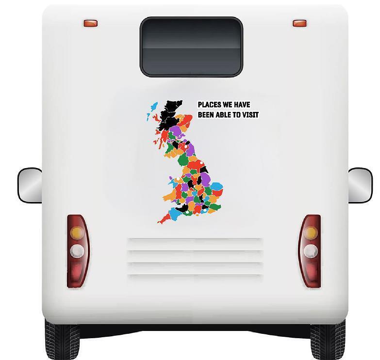 Visual UK map of your motorhome / camper travels , Motorhome Camper Decal Vinyl